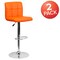 Emma and Oliver 2 Pack Contemporary Quilted Vinyl Adjustable Height Barstool with Chrome Base